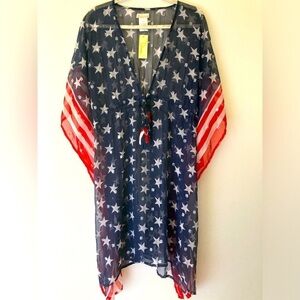 Collection 18 Kimono Coverup Patriotic Stars and Stripes American Red White Blue